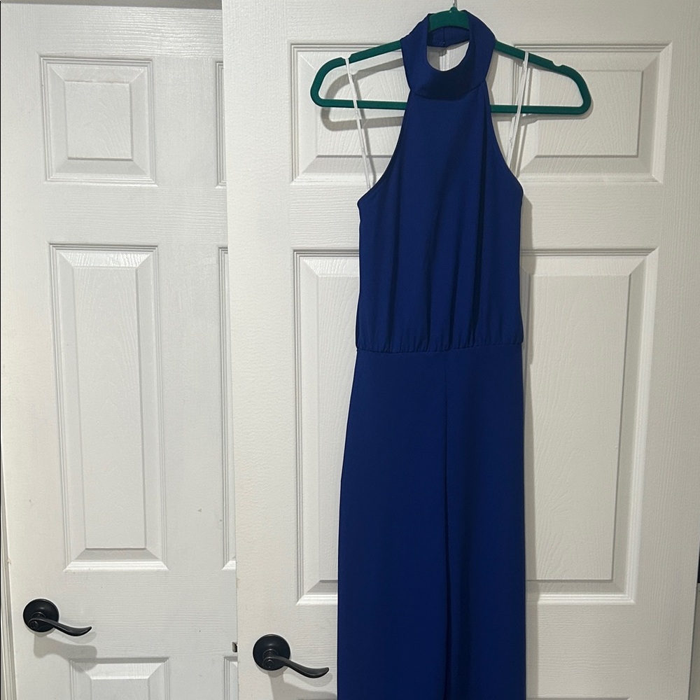 Lulu's Royal Blue Halter Jumpsuit